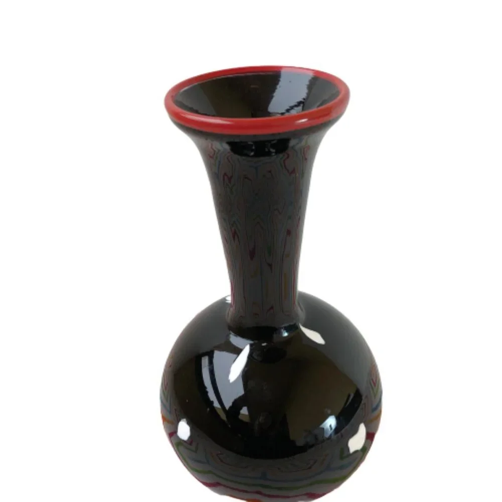 Viscosity Aloysi and Graham Vase Art Studio Glass Black + White